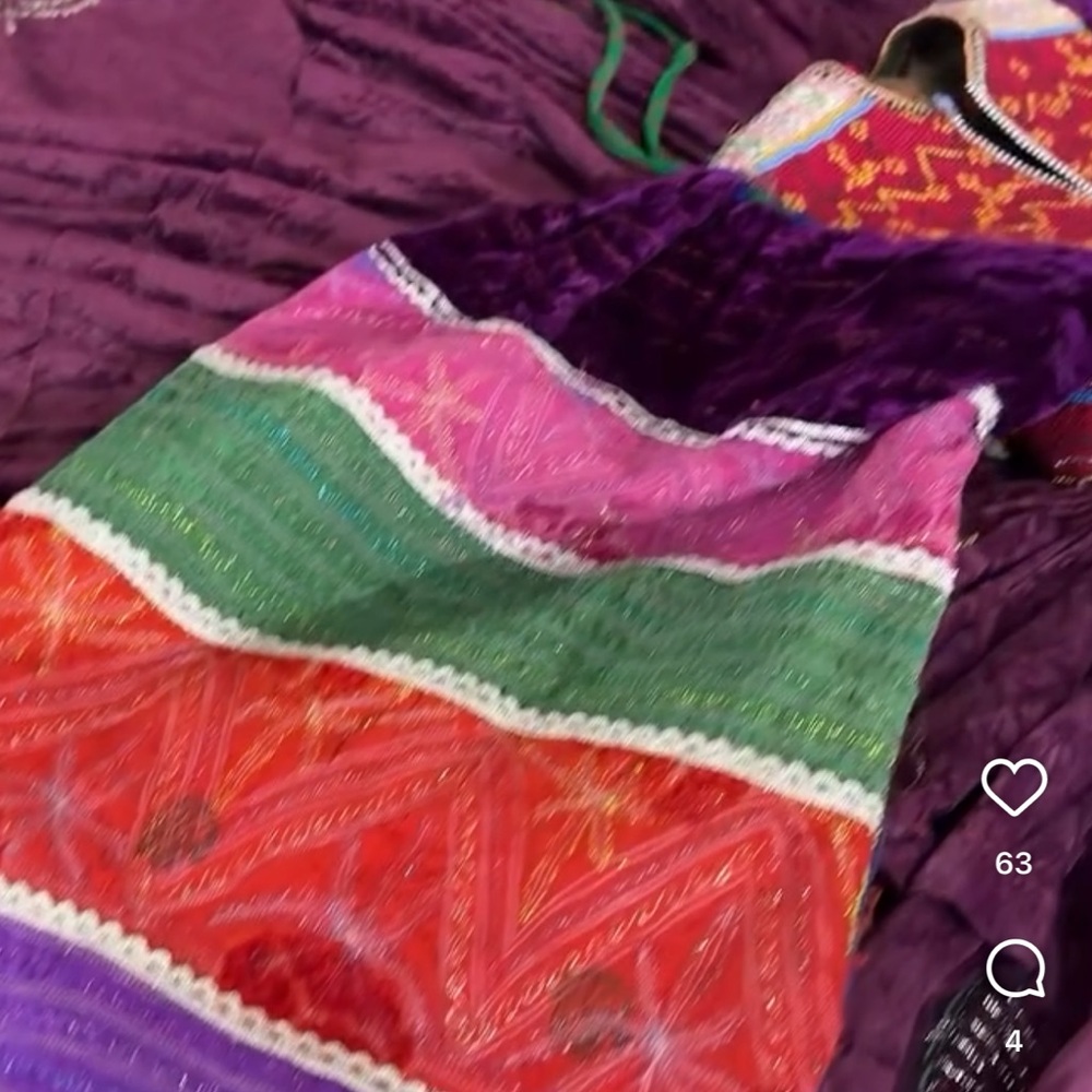 Vintage Afghani dress Purple red and green Bishop Sleeves Boho Kuchi Size XS - Picture 4 of 8